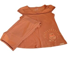 EUC Wonnerful Vietnam Kowil Fashion Girls Top and Bottom Med Orange/Pumpkin Owl